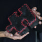Mat Black Ceramic Puzzle with Fiery Red Embroidery
